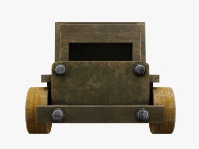 Antique wooden toy military ambulance car 3D model