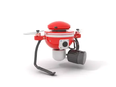 Red Surveillance Drone model pack Low-poly 3D model