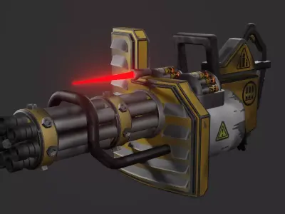 Stylized minigun Low-poly 3D model