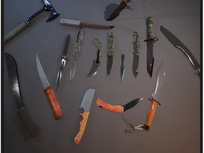 Knives 16 Assets Low-poly 3D model
