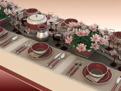 dinner table set Free 3D model
