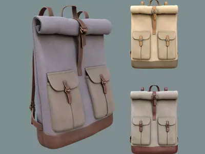 Realistic traveler backpack Low-poly 3D model