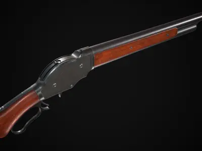 PBR Winchester Model 1887 - Low-poly 3D Model with 4K Textures Low-poly 3D model