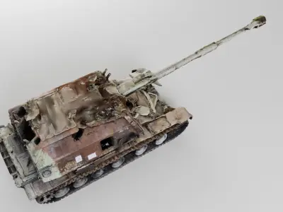 Destroyed 2S19 Msta 152 mm self-propelled howitzer 3D model