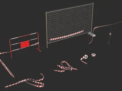 Construction Safety Elements Low-poly 3D model