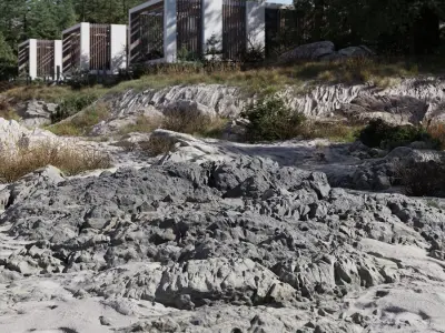  Large Low Jagged Beach Rock Model 
