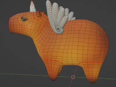 animated unicorn capybara Low-poly 3D model