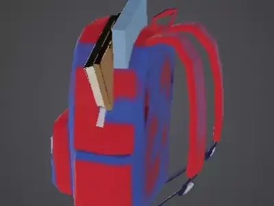 Low Poly Outdoor Adventure Backpack with Water Bottle Low-poly 3D model