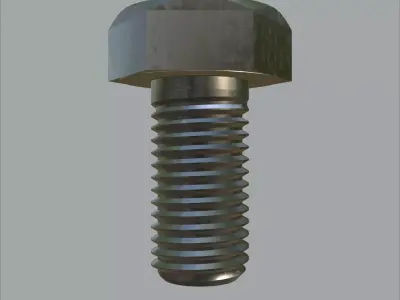 Steel Stained Hex M8 High Precision Bolt with 4K PBR Textures 3D model