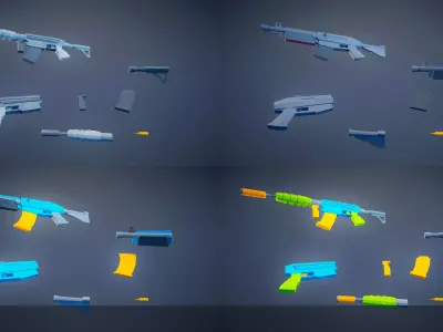 Poly Weapons Pack 01 Low-poly 3D model