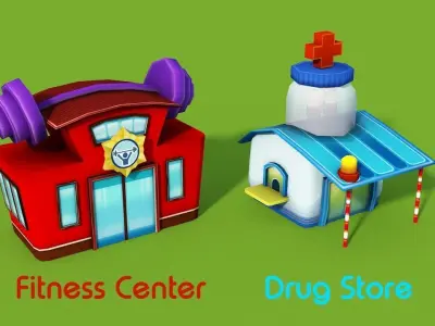 Cartoon Shop Low-poly 3D model