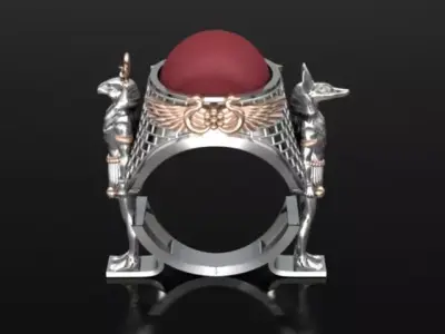 Anubis and Horus Pharaonic ring 3D print model