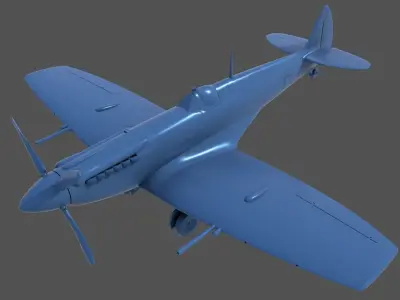 Spitfire MK XII - Commercial license - 1-48 and 1-24 scale 3D print model