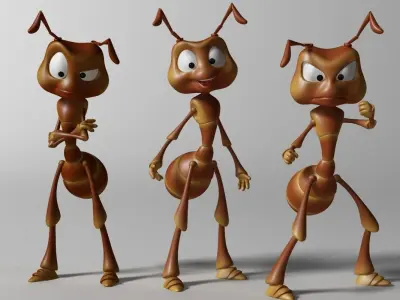 Cartoon Ant RIGGED Low-poly 3D model