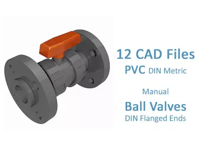 PVC Manual Ball Valves - DIN Flanged Ends Free 3D model