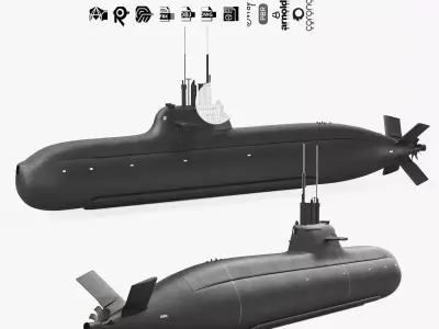 Submarine HDW Class 212A Dry 3D model