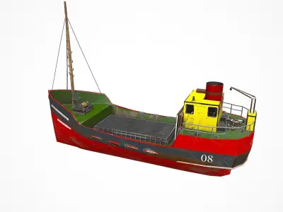Old Cargo Ship Low-poly PBR Low-poly 3D model
