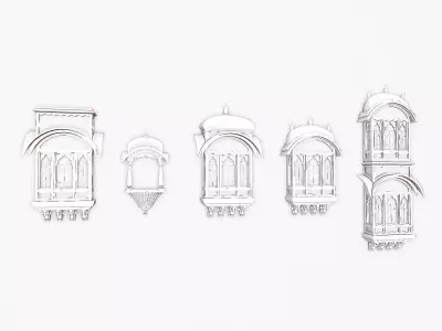 indian jodhpuri stone jharokha Low-poly 3D model