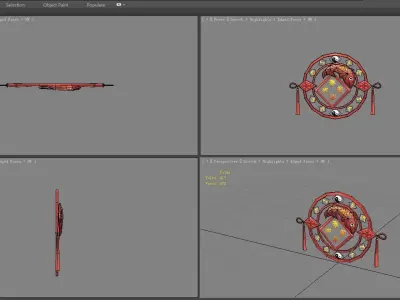 Cartoon Spring Festival Ornaments - Chinese New Year Stickers Low-poly 3D model