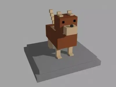 VOXEL DOG - MODEL 5 Low-poly 3D model