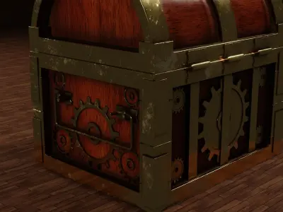 Low Poly Chest of treasures Free low-poly 3D model