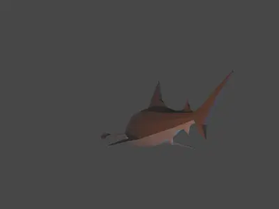 Low Poly Great Hammerhead Shark Low-poly 3D model