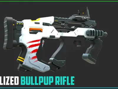 Stylized Bullpup Rifle Low-poly 3D model