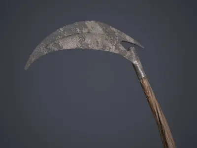 Grim Reaper Scythe Low-poly 3D model