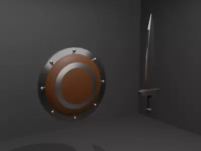 Sword and Shield Low Poly Low-poly 3D model