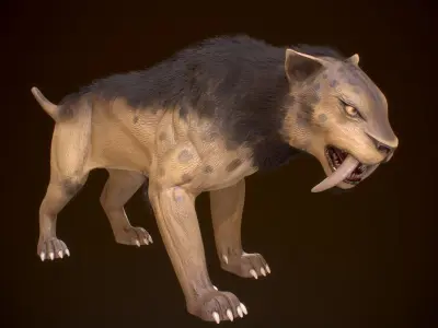 Sabertooth - Smilodon Rigged PBR  Low-poly 3D model