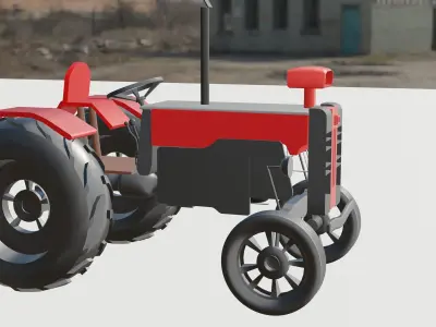 Tractor 3D Model in countryside Free 3D model