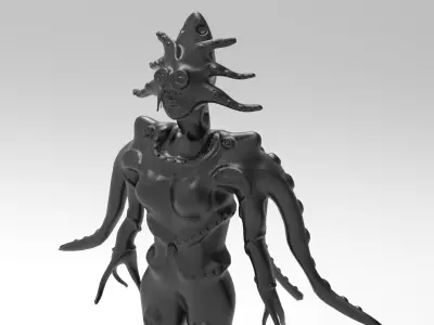 Female Human-Octopus Creature 3D model