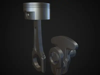 piston and crankshaft 3D model