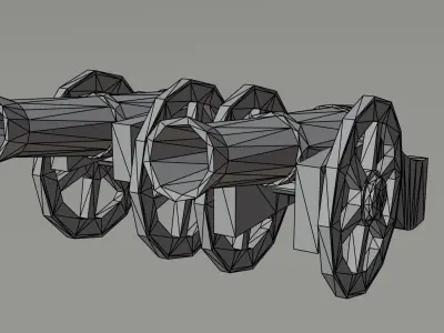 Cartoon medieval cannon Polygonal Style Low-poly 3D model