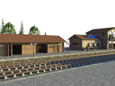 Railway station 3D model