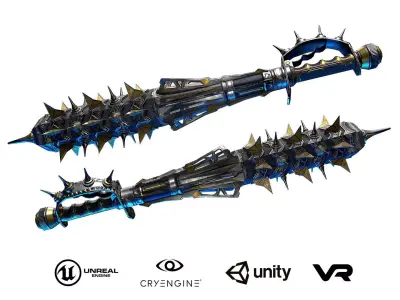 Sci-Fi Electric Cyber Mace Low-poly 3D model