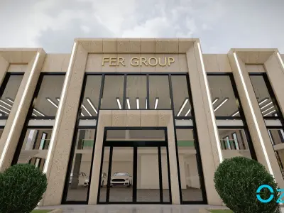 Modern Car Gallery  Office Building 3D model