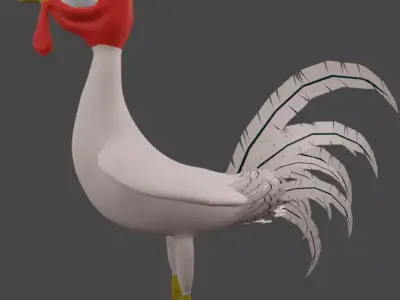 Funny 3D Rooster Character Low-poly 3D model