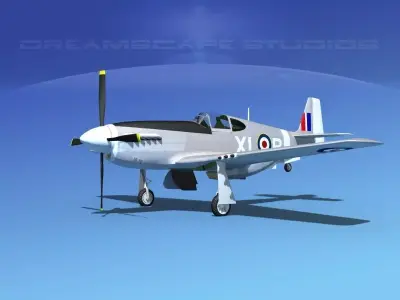 North American Mustang X RAF V08 3D model