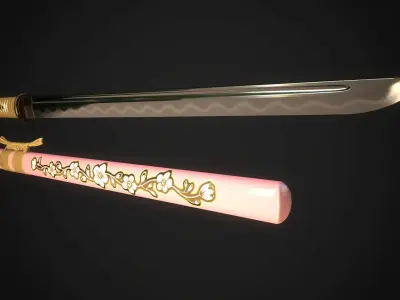 Wakizashi 04 Low-poly 3D model