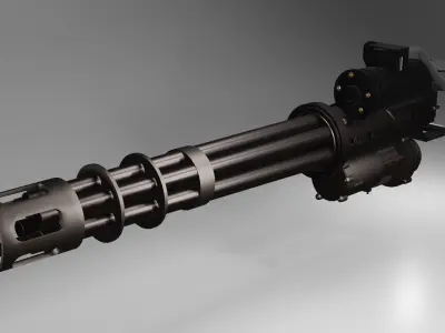 Low-Poly 3D Model of a Gatling Gun M134 Minigun Low-poly 3D model