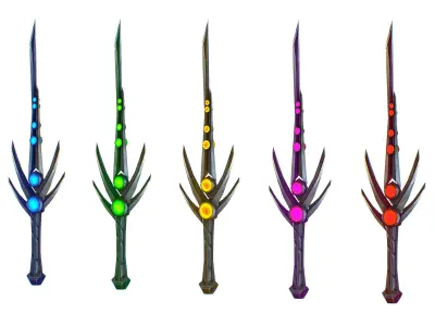 a set of cutting weapons Low-poly 3D model