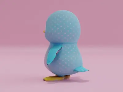 Penguin Light Blue Cute Low High Poly Low-poly 3D model