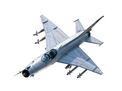 PBR PLAAF J7E J-7E J-7G Fighter Mig-21 Fishbed Low-poly 3D model