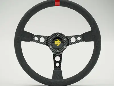 MOMO Style Racing Steering Wheel in 4 colour variants 3D model