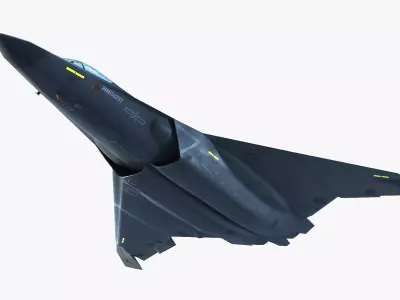 China SAC J50 sixth-generation stealth fighter Low-poly 3D model