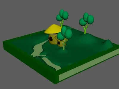 A small environment Low-poly 3D model