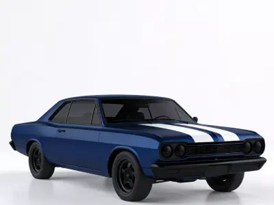 Classic Retro Muscle Car Blue Vehicle 3d model Low-poly 3D model
