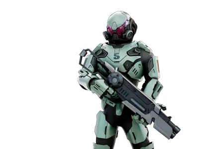 CYBORG SOLDIER RX-25 Rigged for Unreal Engine - Unity - MIXAMO  3D model