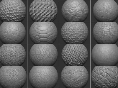 Blender Brush pack reptile lizard dragon skin Free low-poly 3D model